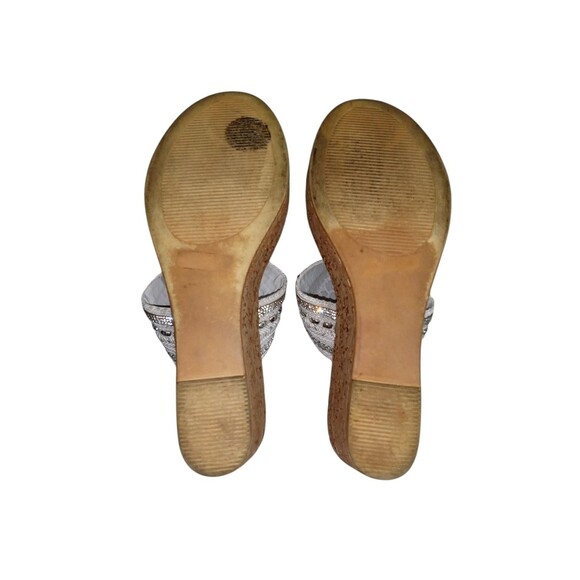 Toscanella White & Silver Double Band Platform Wedge Sandals-Made in Italy-6 - Picture 4 of 6